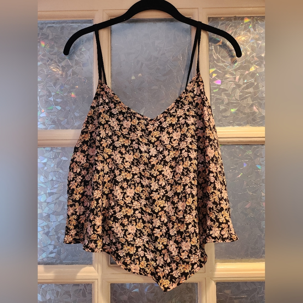 L.A. HEARTS Floral Caged Back Crop Tank Top